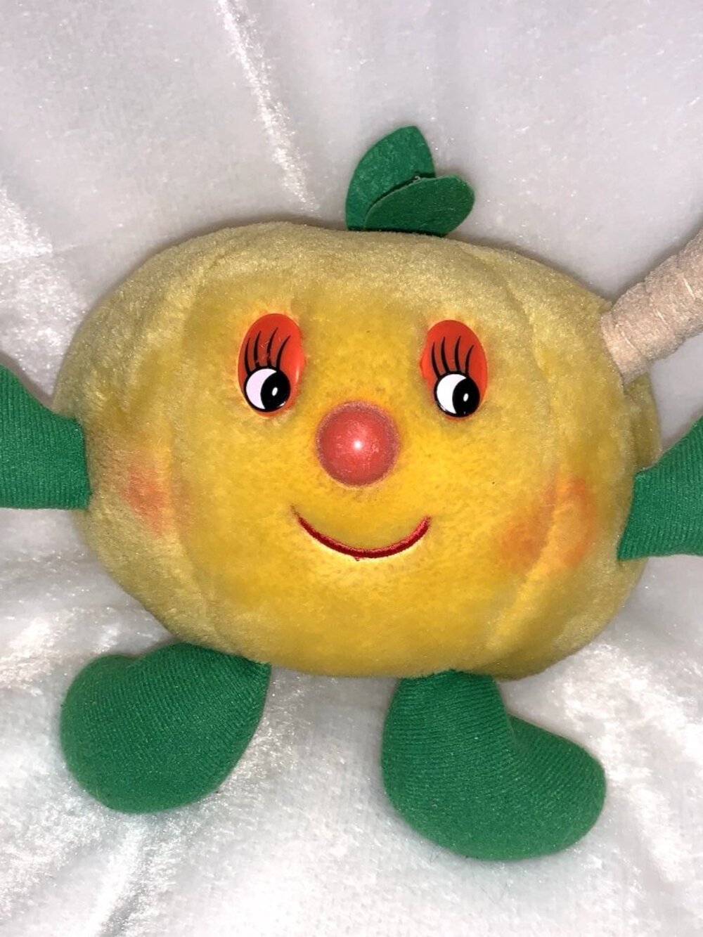 Vtg 1997 Peggy Sue PEACH & WORM 9" Family Funny Farm Fruit HONG KONG Easter Gift